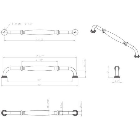 Jeffrey Alexander 12" Center-to-Center Satin Nickel Tiffany Appliance Handle 658-12SN